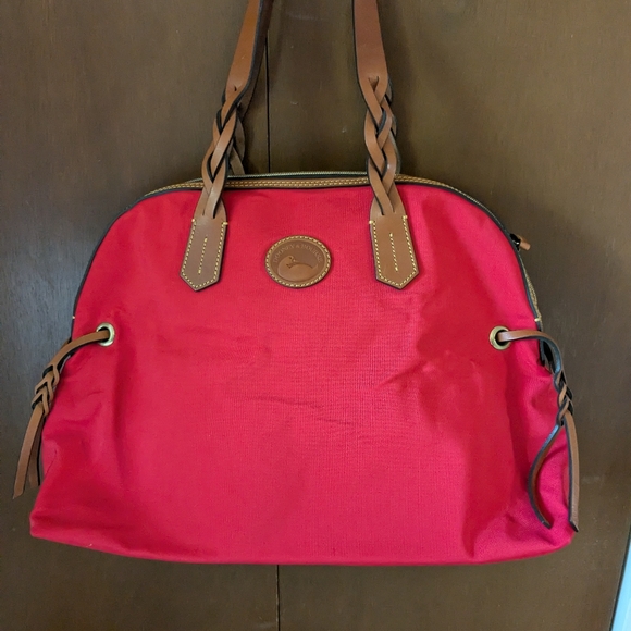 NWT! Dooney and Bourke Red Large Domed Nylon Satchel - Picture 2 of 7